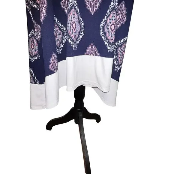 Anne Klein ladies L,sleeveless geometric block hem midi stretch Y2K nightgown - Picture 7 of 8